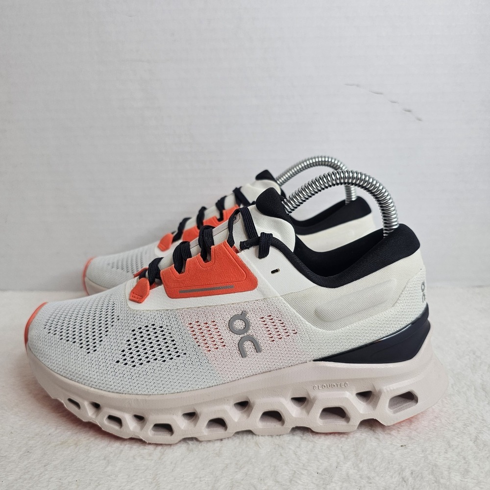 On Running Cloudstratus 3 Shoes -Women 6.5 - White Orange Walking 3WD30121148